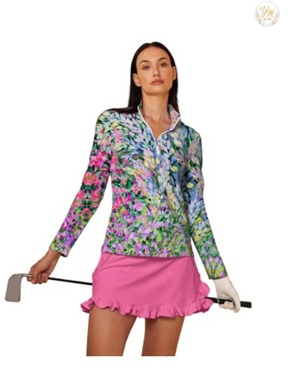 Women's UPF 50+ Long Sleeve Quarter Zip Golf Polo Shirt Quick Dry